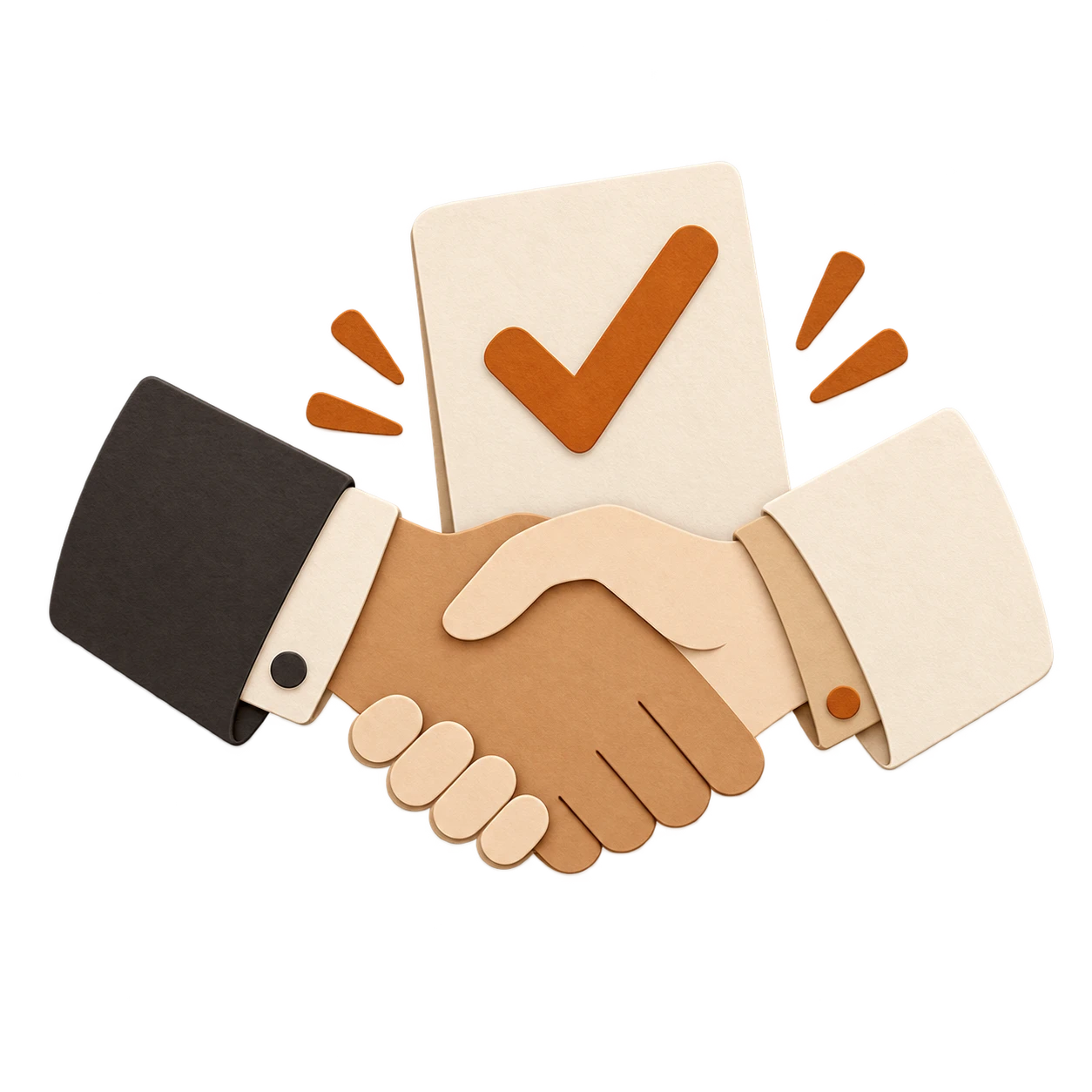 Illustration of a handshake and event confirmation